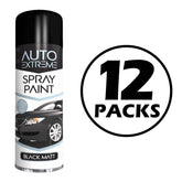 12X Auto Extreme Black Matt Spray Paint 250ml Spray Paint